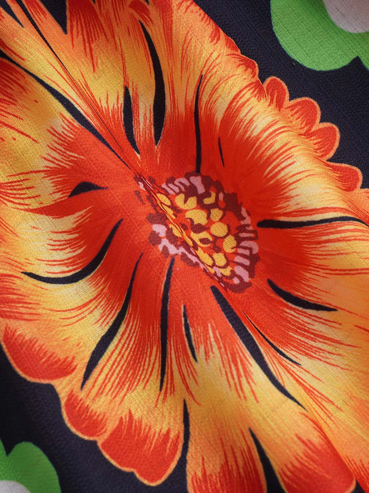 Übergroßes Button-Down-Hemd mit Sonnenblumen-Print