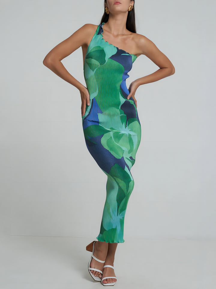 Printed Off-Shoulder Midi Dress