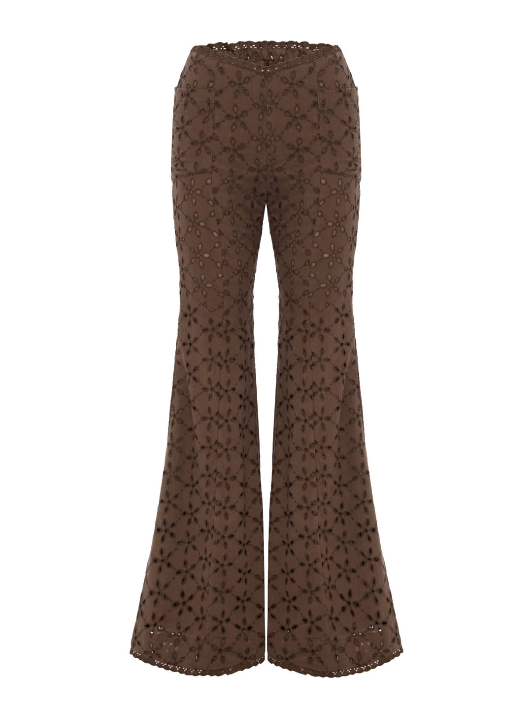 Unique Hollow Embroidered Casual Flared Trousers
