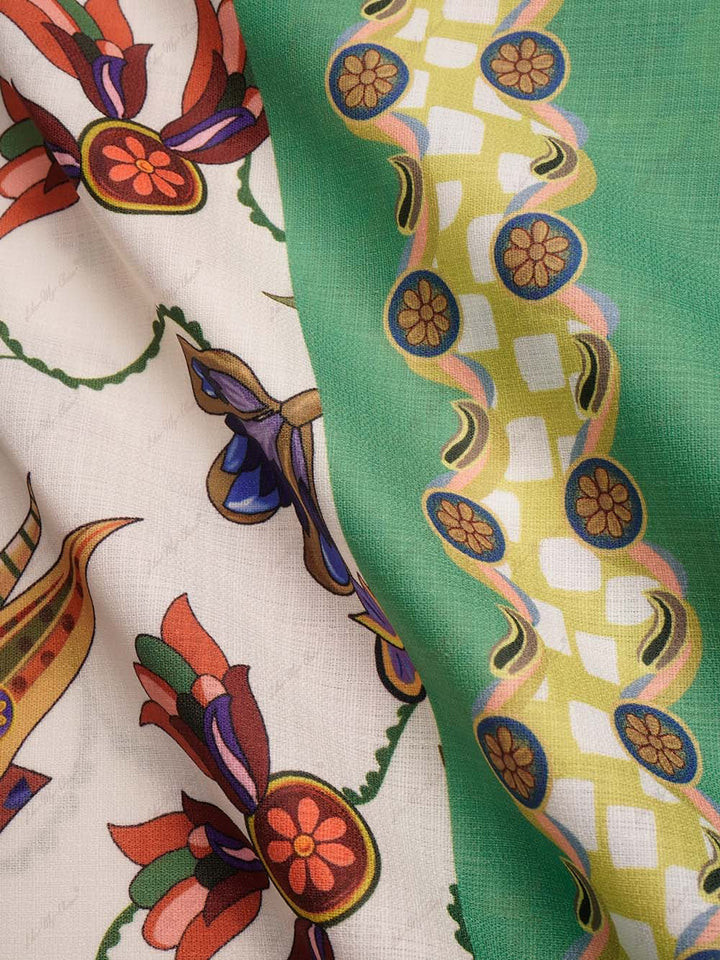 Mini-robe chemise à manches ballon assortie aux couleurs imprimées uniques