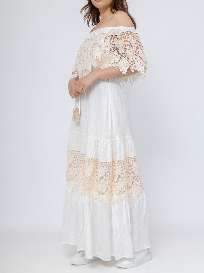 Sexy Bohemian Lace One-Shoulder Midi Dress