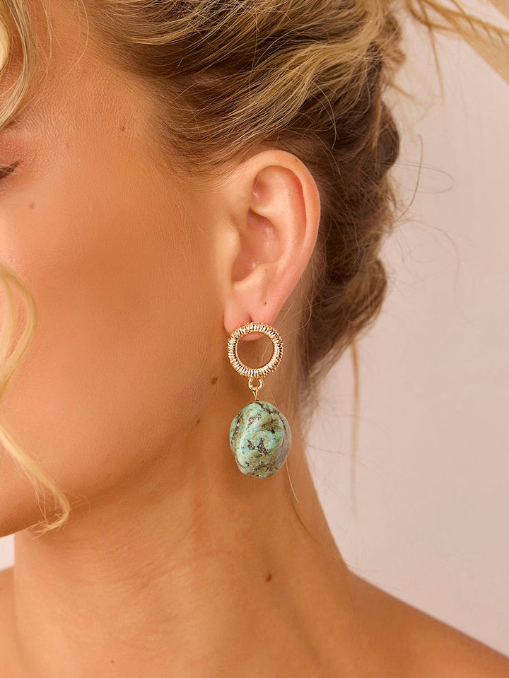 Retro Boheemse onregelmatige turquoise overdreven oorbellen