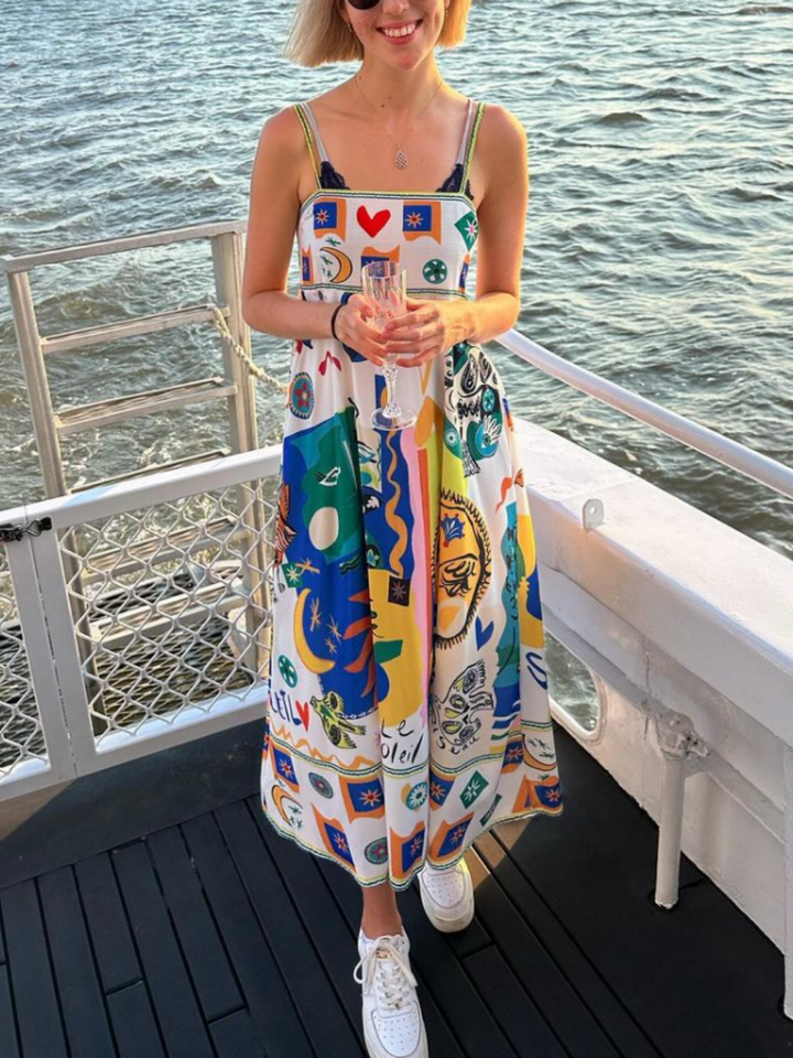 Ermeløs Vacay-kjole med trykk