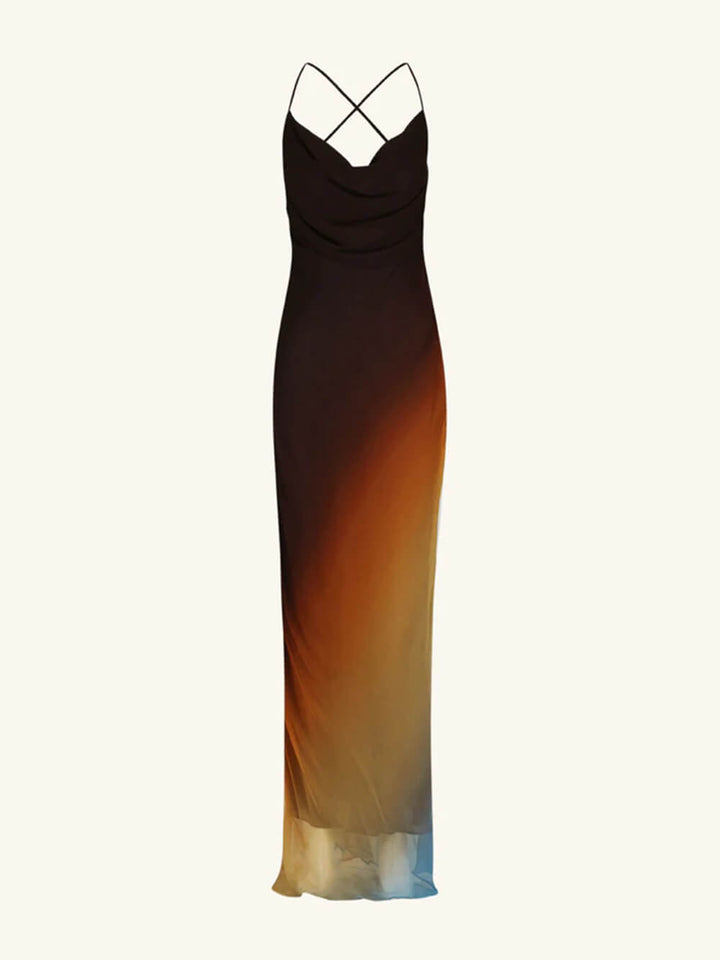 Maxi-jurk van keperstof zonder rug