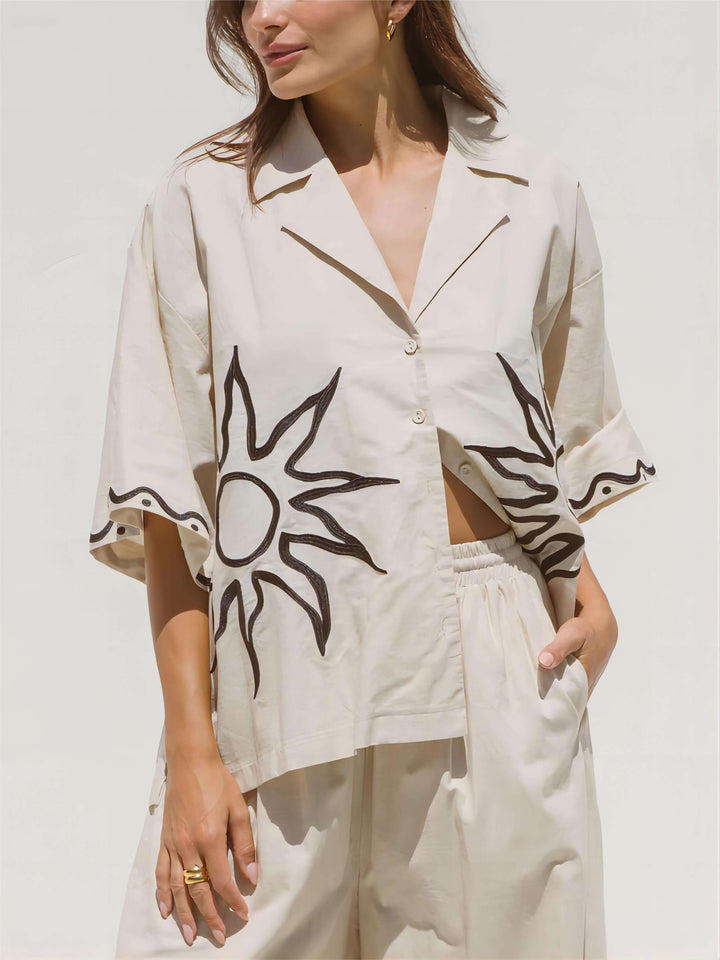 Übergroßes Hemd mit lockerem Sunshine-Print