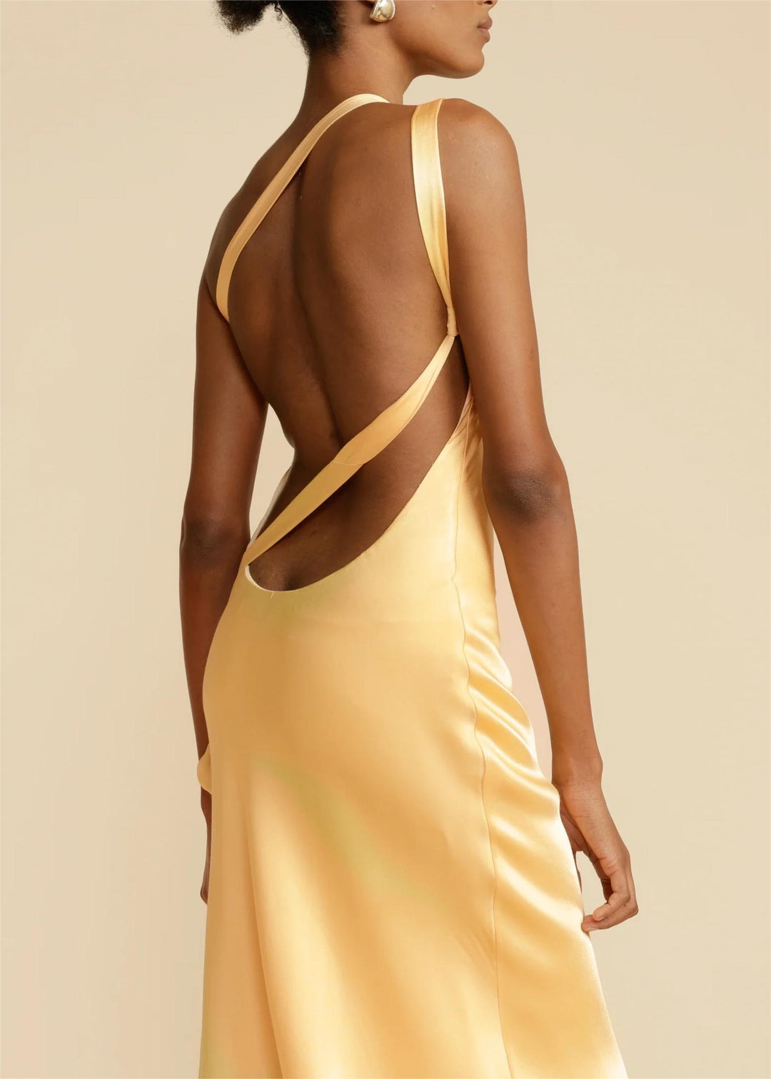 Moonlit Soiree Satin Asymmetrical One Shouder Backless Strap Maxi Dress