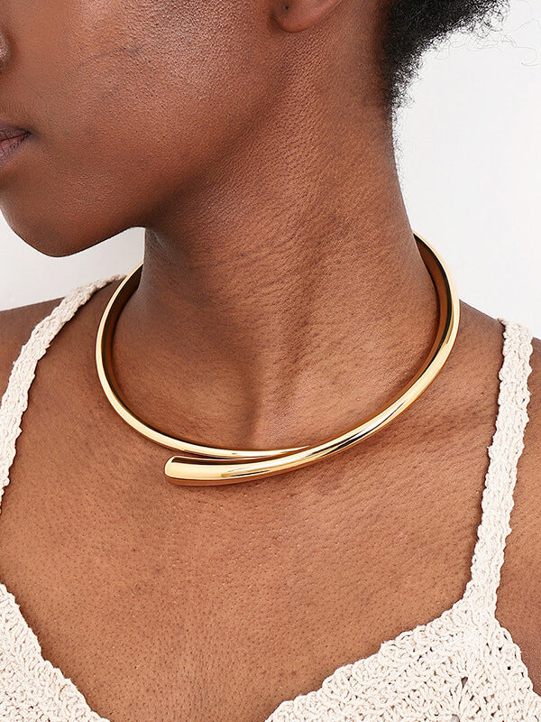 Fashionable Simple Metal Geometric Ring Glossy Collar