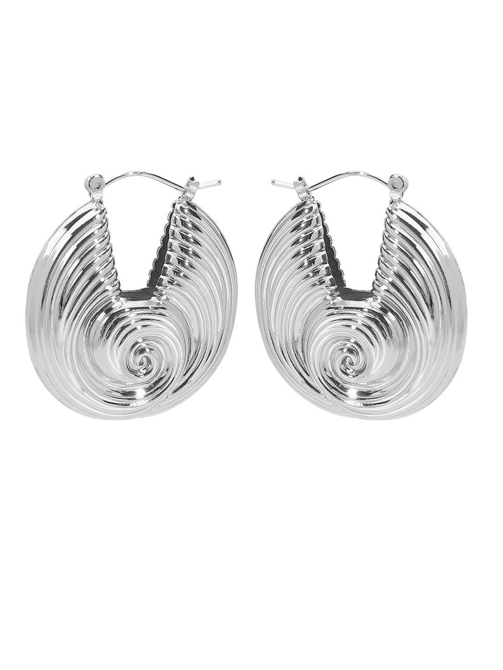 Retro Exaggerated Design Conch Fan-Shaped Metal Ear Buckles