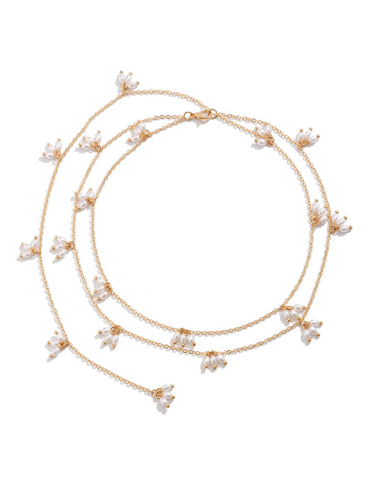 Jednoduchý řetízkový náhrdelník s rýžovými perlami
