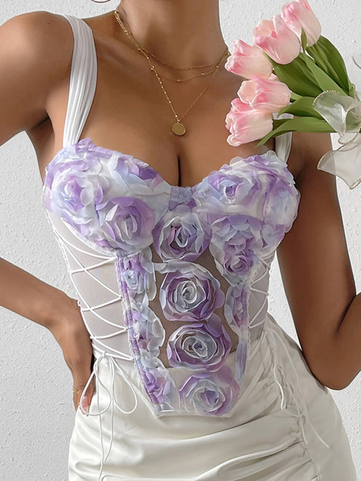 Sexy, Sweet And Romantic Floral Strappy Bra Top