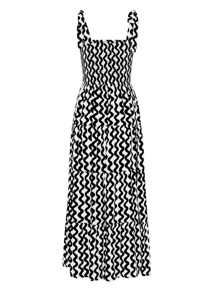 Midi-jurk met vierkante hals en split