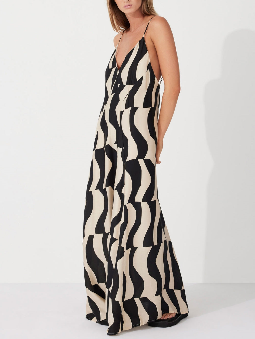 Relaxed-fit maxi-jurk met ronde rug