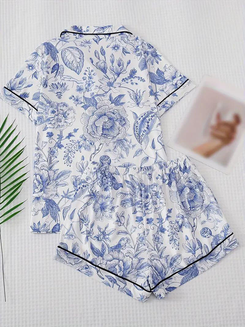 Floral Print Short Sleeve Pajama Set