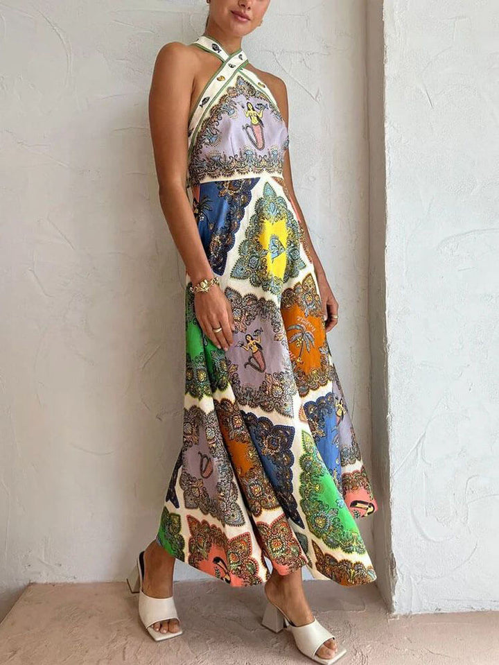 Φόρεμα Paisley Satin Floral Midi
