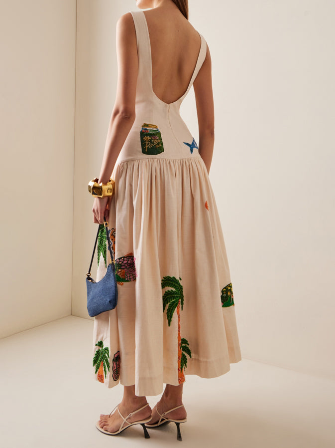 Μοναδικό Μίντι φόρεμα με στάμπα Ocean Fashion