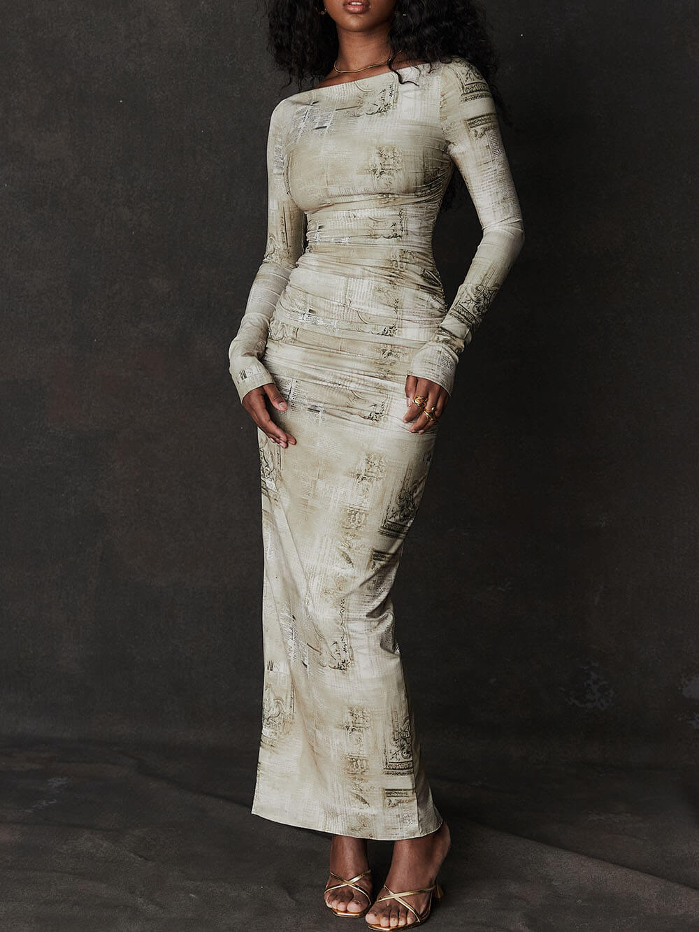 Μάξι φόρεμα Pale Sage Print