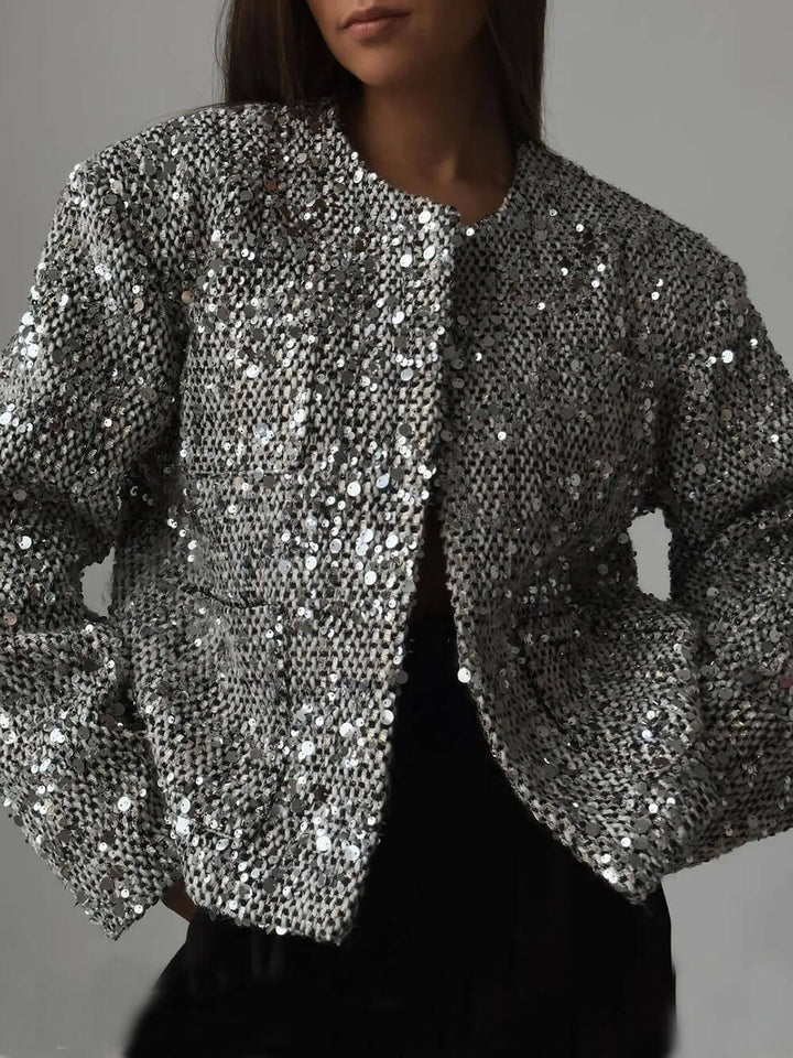 Metallic Silver Sequins Jacket