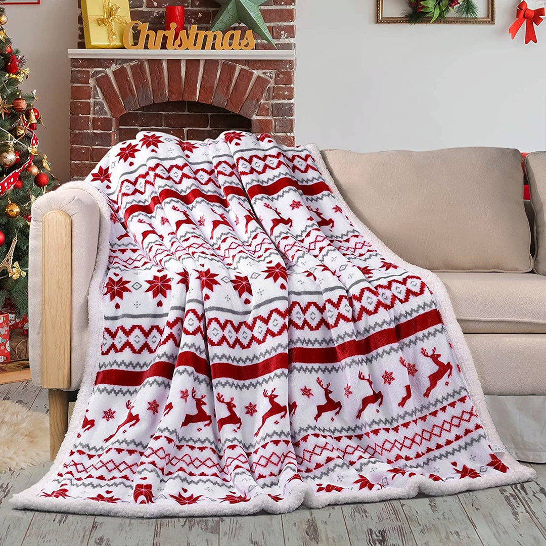 Vánoční losí flanelová deka s vločkou 127*152cm