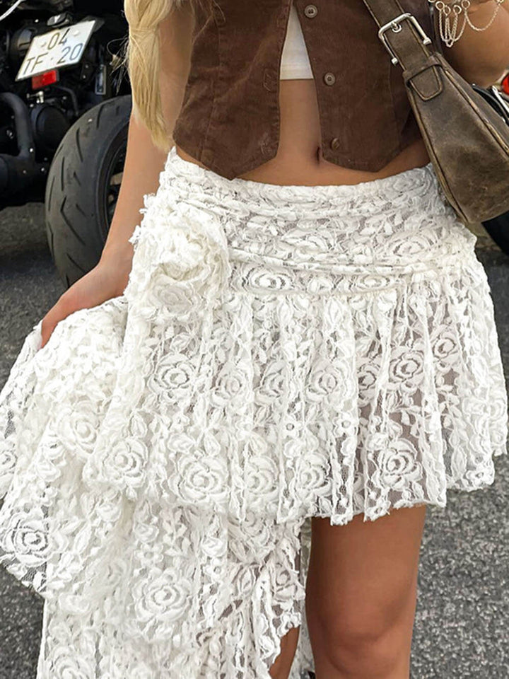 Lace Patchwork Floral Skirt