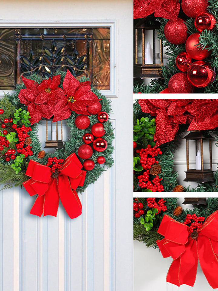 Weihnachtskranz, Öllampe, Dekoration für die Haustür
