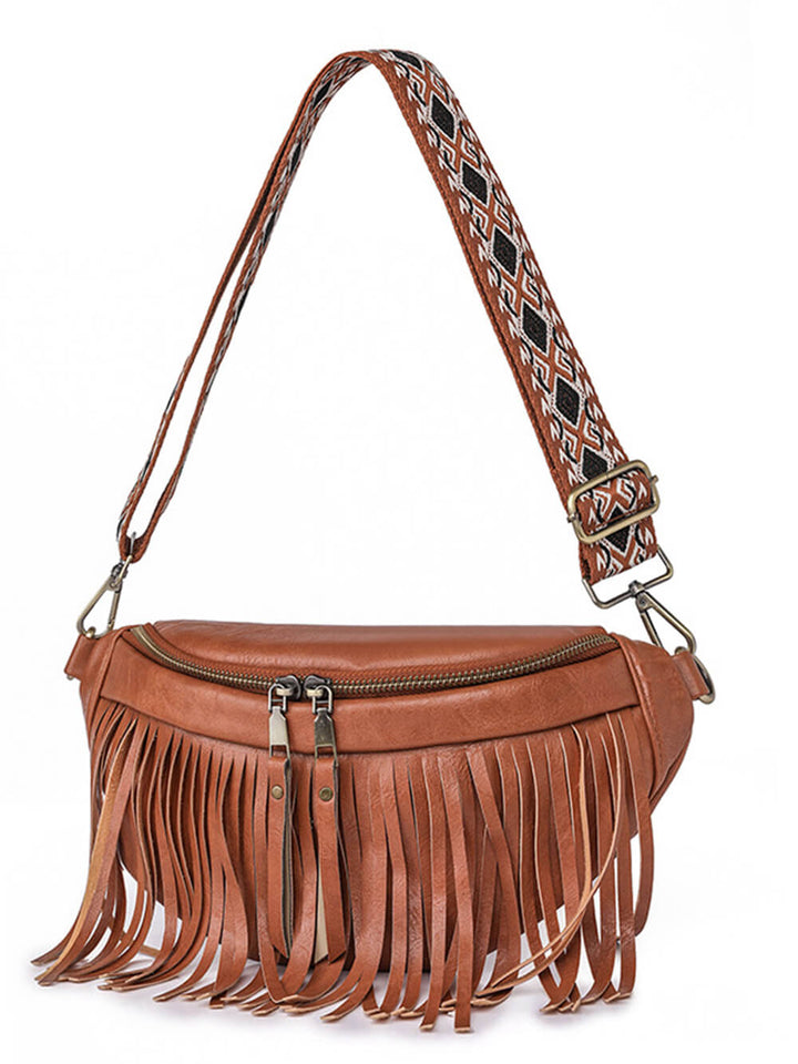 Vintage Totem Shoulder Strap Tassel Hobo Bag