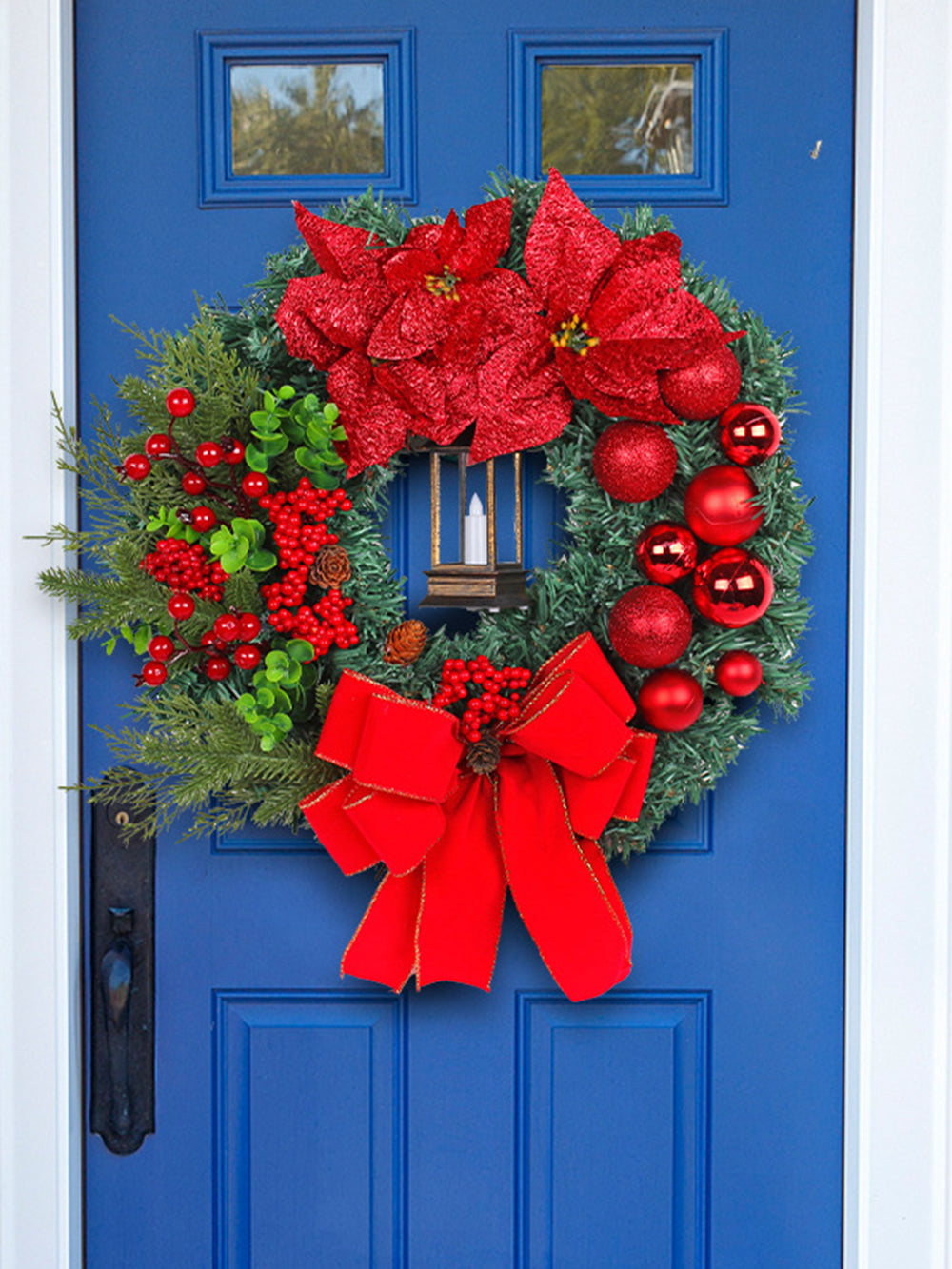 圣诞花环油灯家居前门装饰