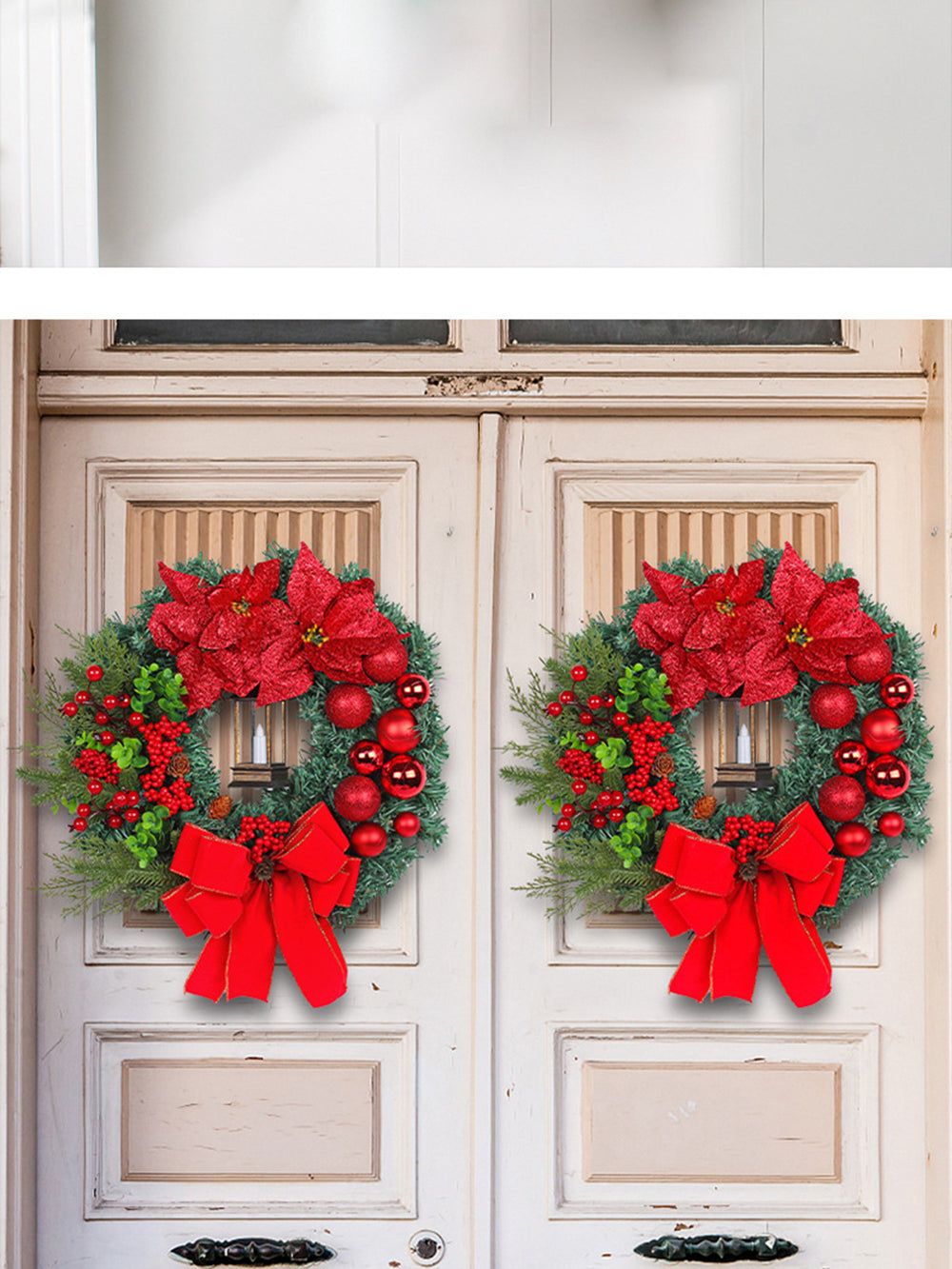 Χριστουγεννιάτικο στεφάνι λάμπα λαδιού Διακόσμηση μπροστινής πόρτας σπιτιού