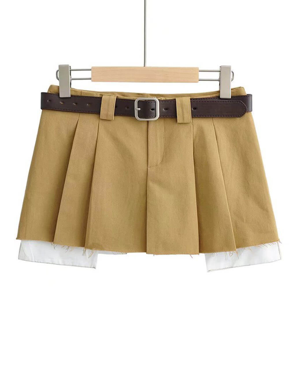 Raw Edge Pleated A-Line Skirt