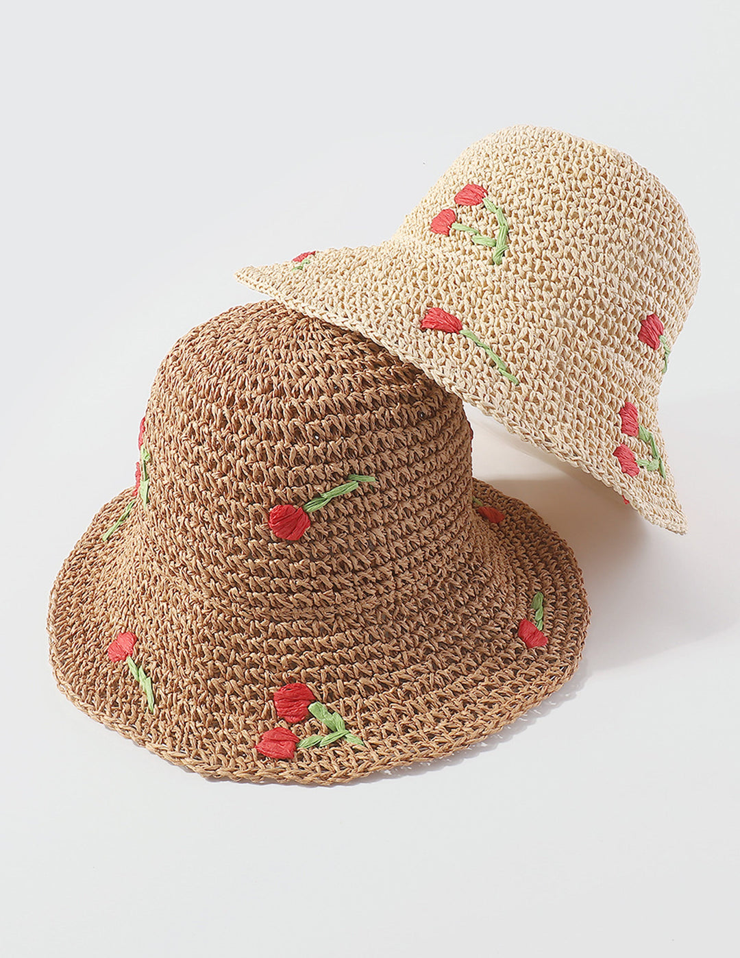 قبعة دلو منسوجة على شكل زهرة