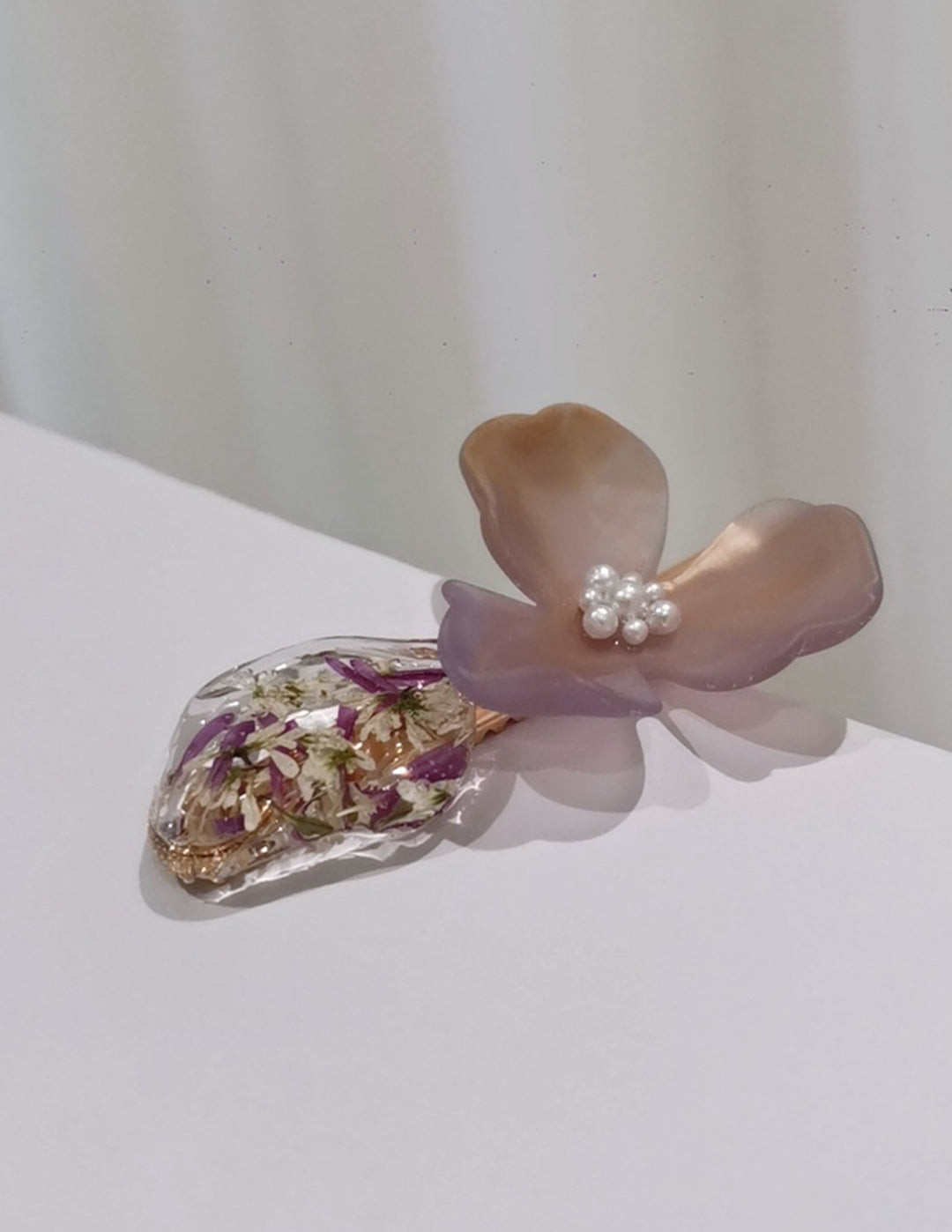 Purple Dried Flowers Hair Pins