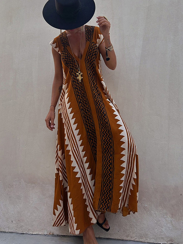 Shannon maxi-jurk met Boheemse Azteekse print