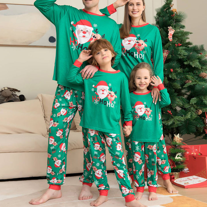 חג המולד פיג'מה תואמת למשפחה סט פיג'מת סנטה קלאוס ירוקה