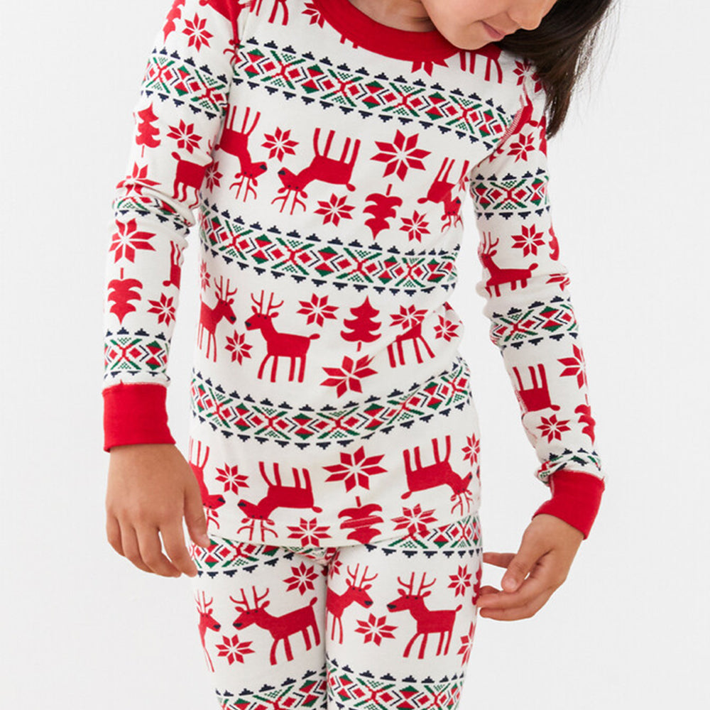 Conjunto clássico de pijama familiar com estampa de cervos de Natal (com roupas de cachorro para animais de estimação)