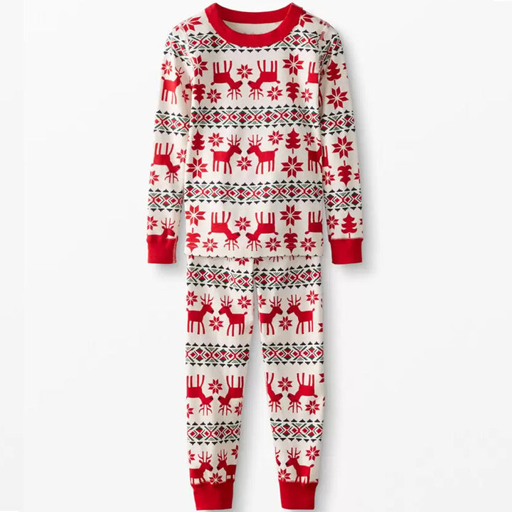 Conjunto clássico de pijama familiar com estampa de cervos de Natal (com roupas de cachorro para animais de estimação)