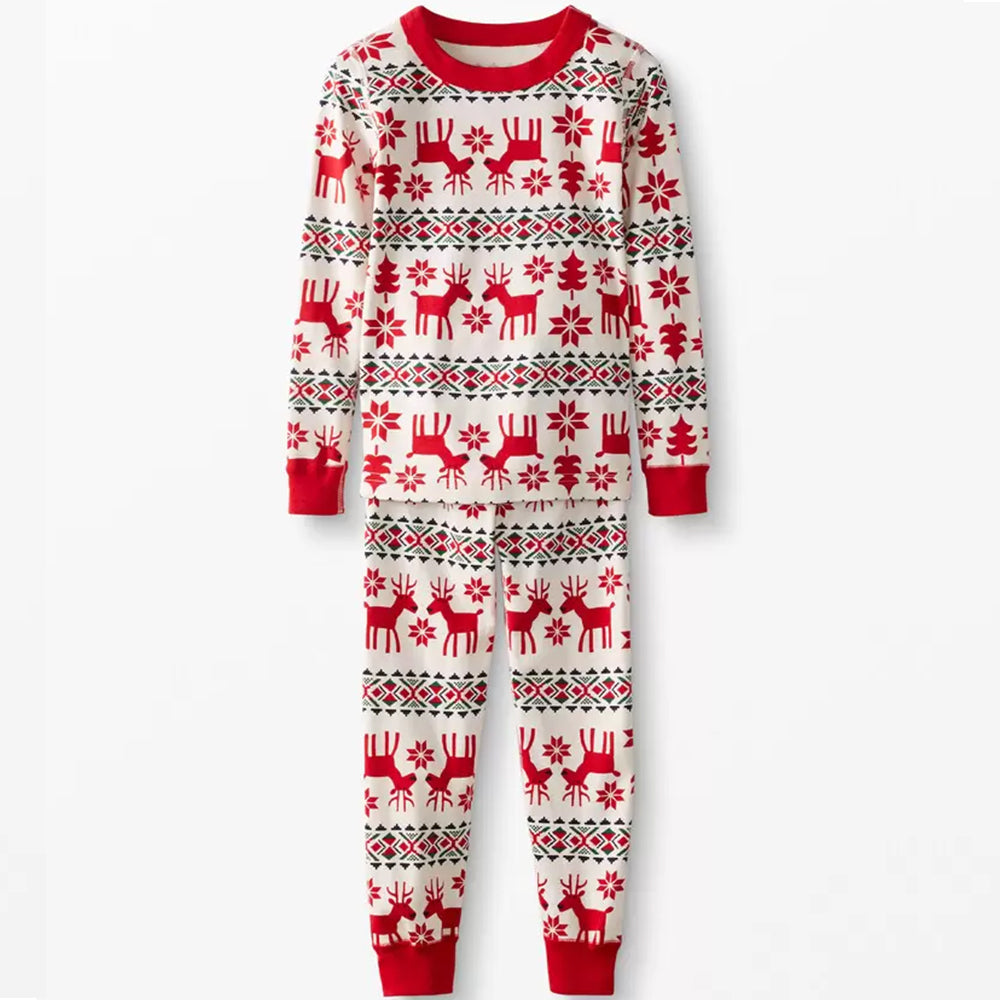 Set de pijamale clasice de Crăciun cu imprimeu de căprioare de familie (cu haine pentru câini pentru animale de companie)
