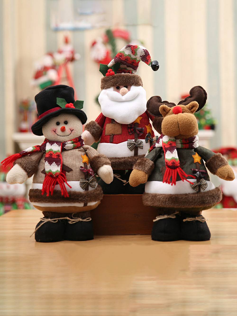 圣诞雪人麋鹿老人站立人物摆件装饰