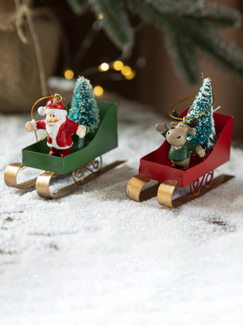 Decoraciones colgantes de trineo de estilo nórdico navideño