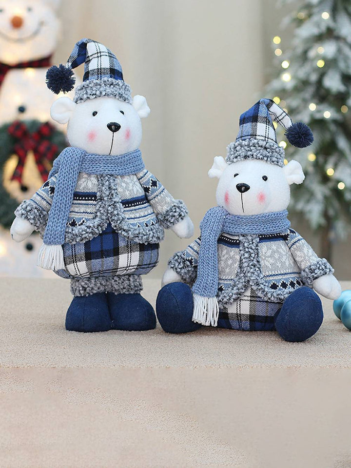 Décoration de poupée ours bleu mer en tissu de Noël