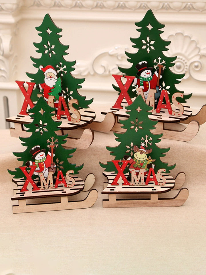 Piezas de rompecabezas de bricolaje con trineo de árbol de Navidad