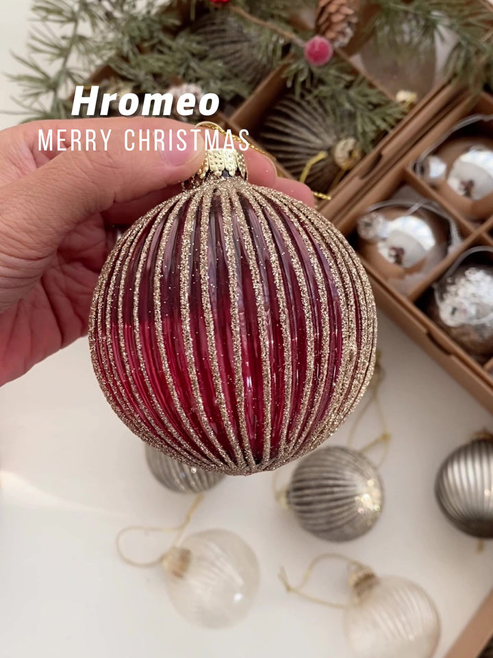 Juego de decoración de árbol de Navidad con bola de cristal navideña