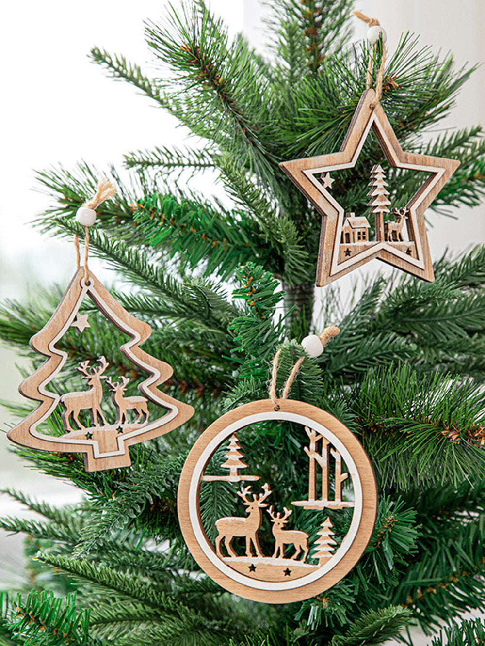 Juletræ vindue Elg farverige hængende ornamenter