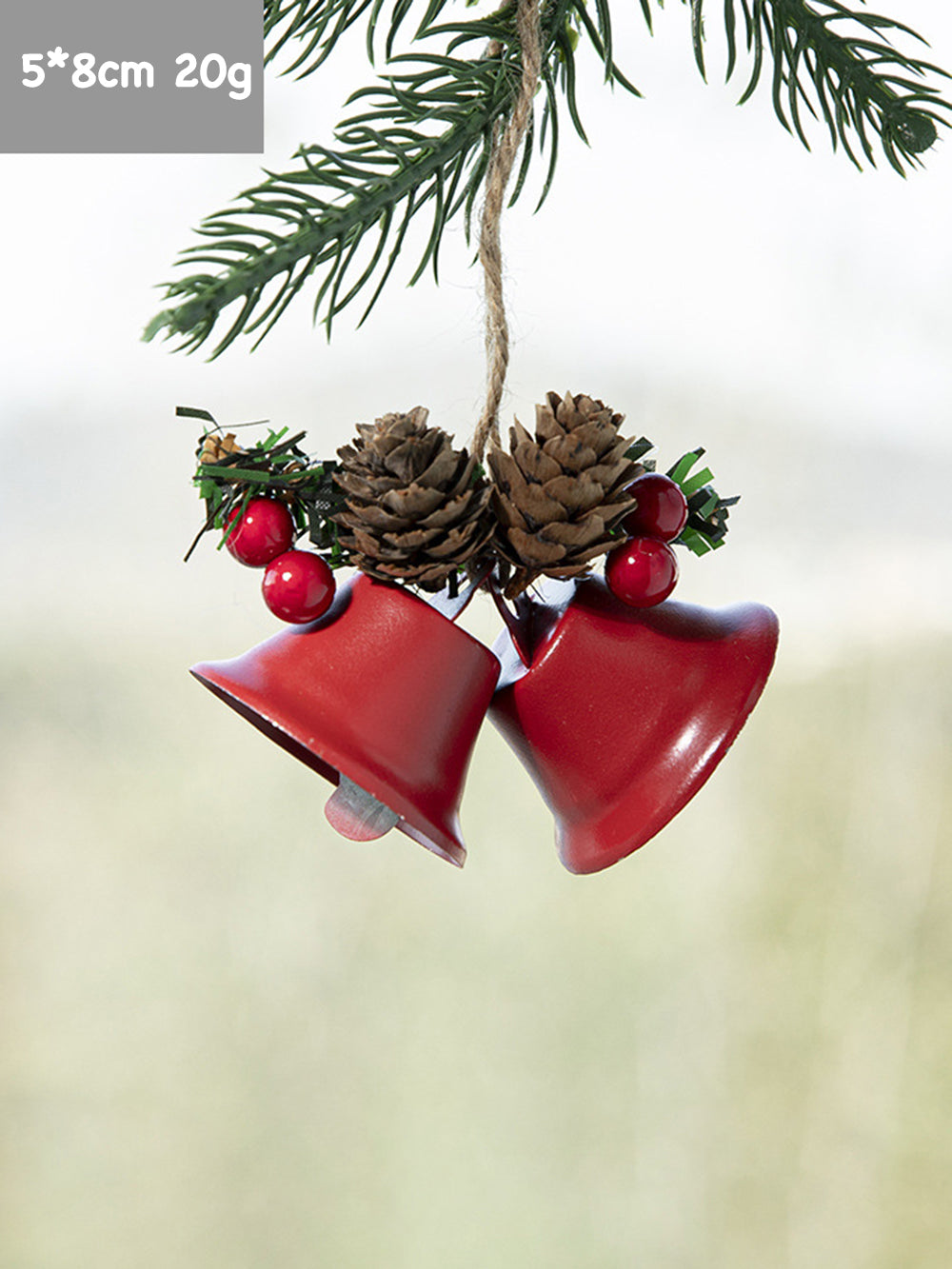 Κρεμαστό χριστουγεννιάτικο δέντρο από κουκουνάρι με καμπάνα