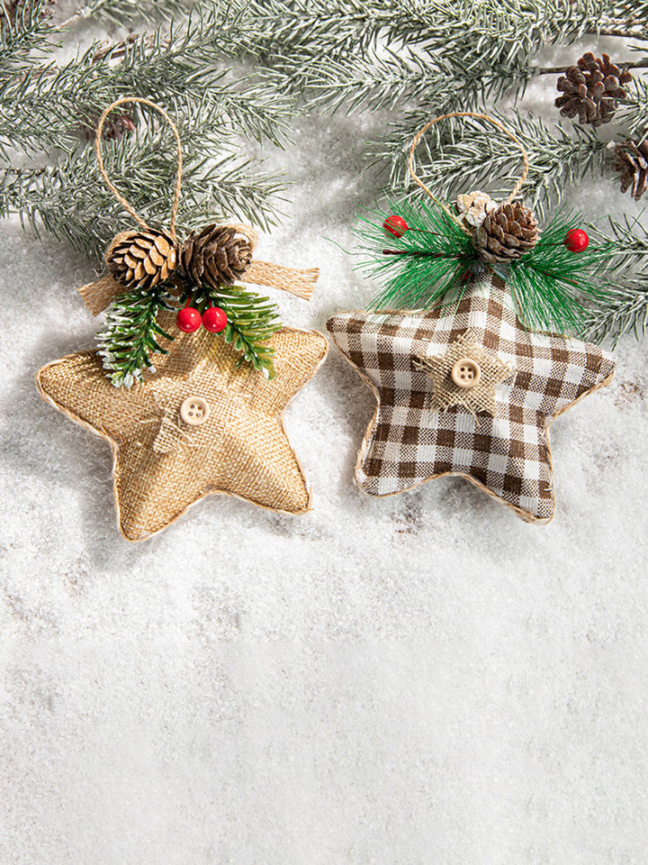 Pingente de decoração de pinha com estrela de cinco pontas para árvore de Natal
