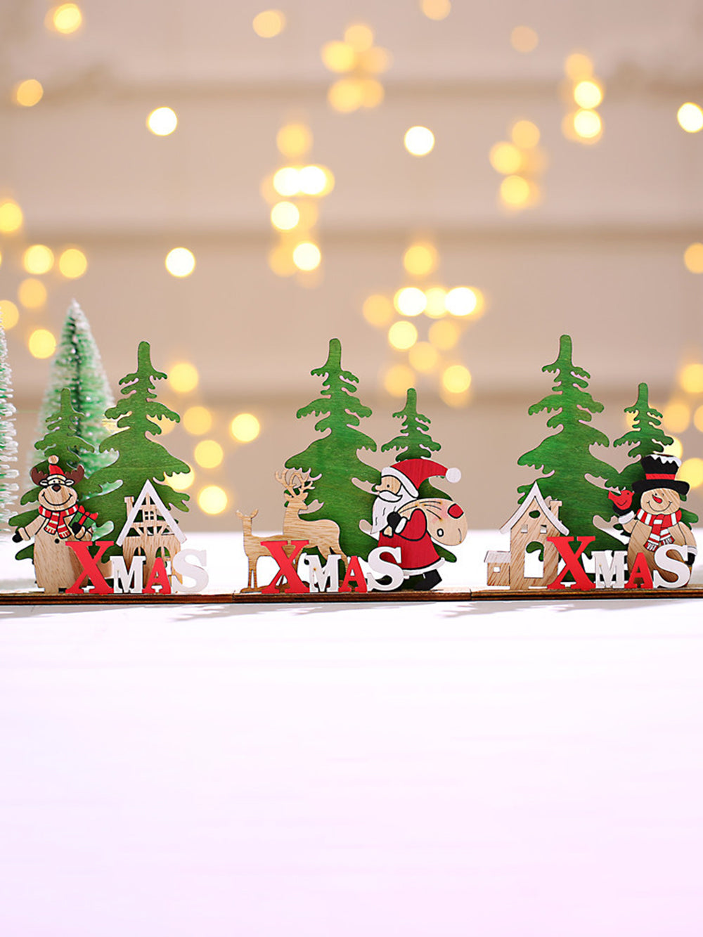 圣诞装饰 DIY 木制彩色餐桌装饰品
