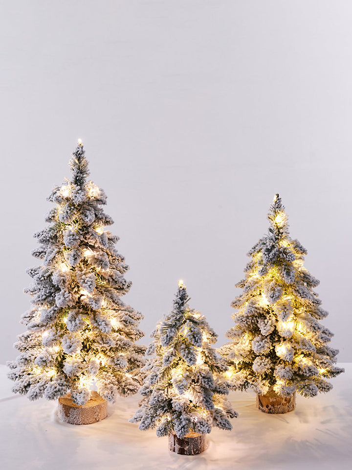 Flocked Mini juletre dekorative bordpynt