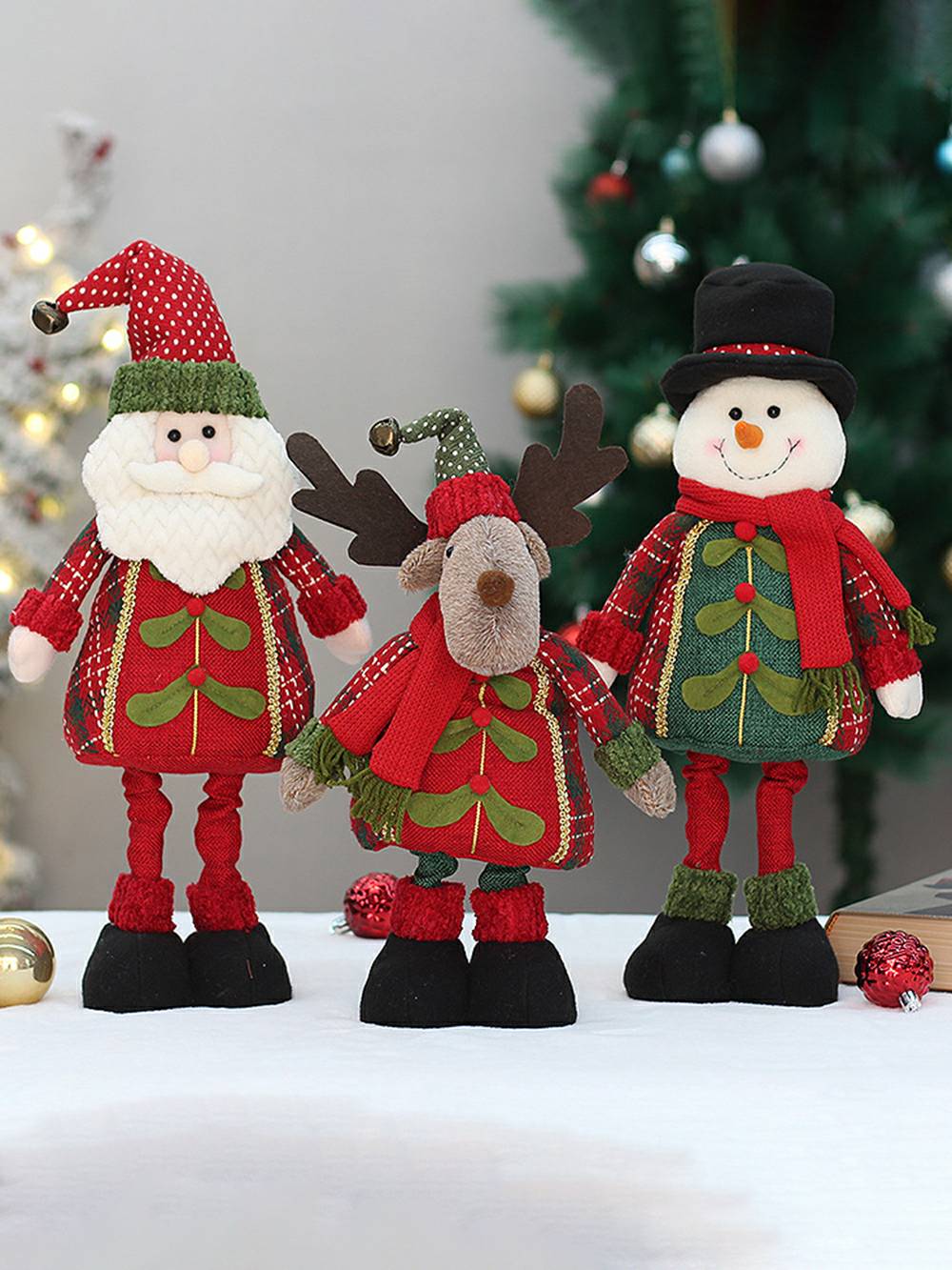 Kerststof intrekbare oude man sneeuwpop elanden pop decoratie