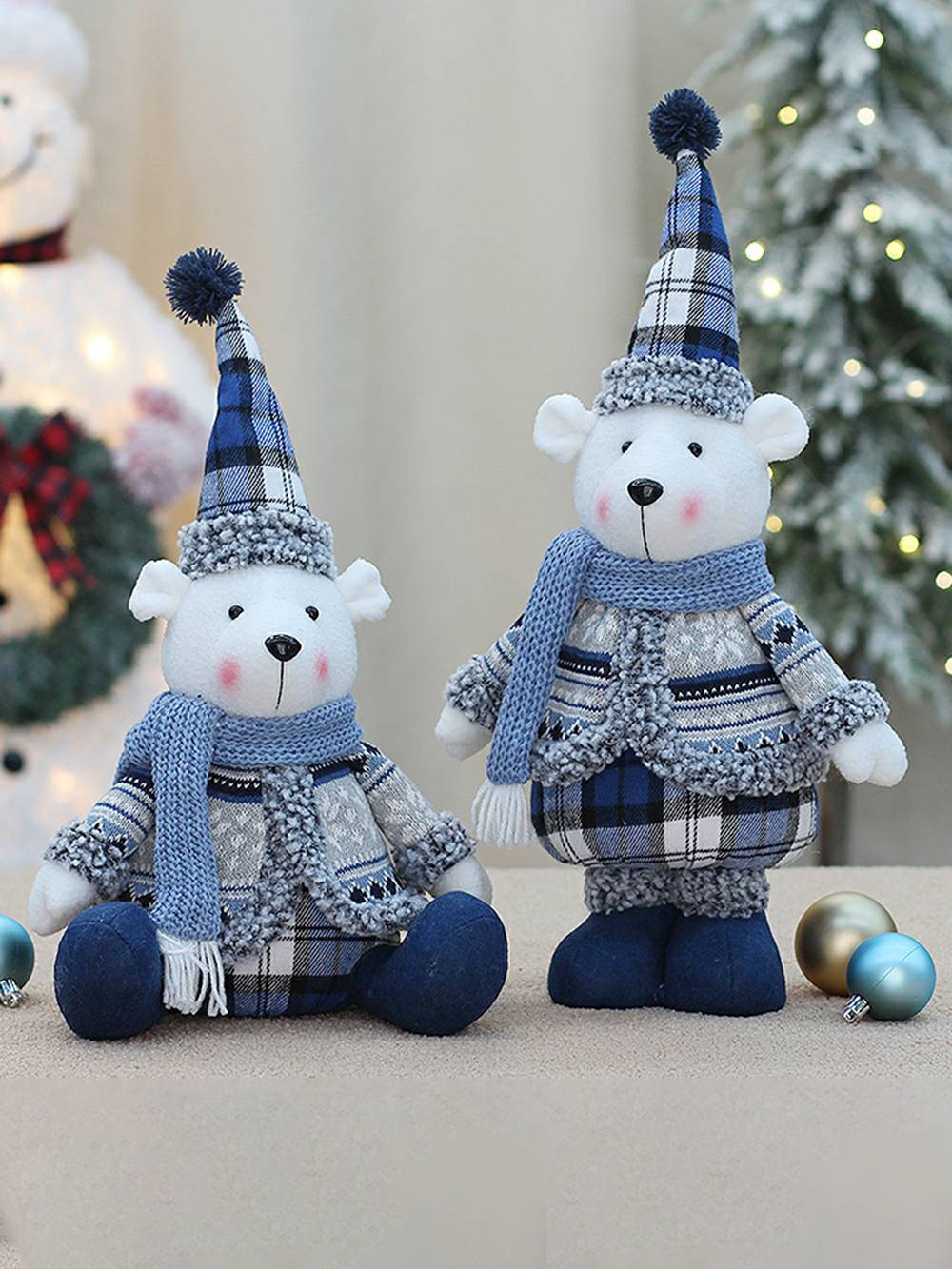 Christmas Fabric Sea Blue Bear Doll Decoration