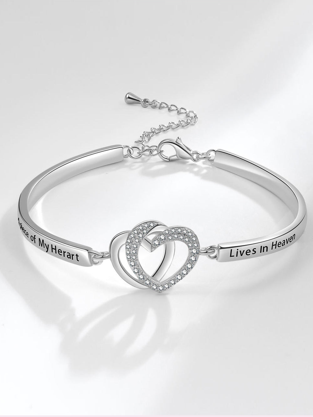 Simple Double Heart-shaped Full Diamond Bracelet
