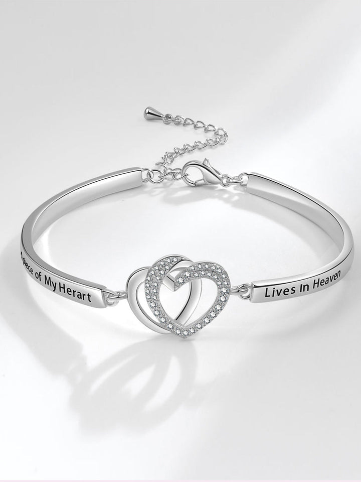 Bracelet simple double en diamant en forme de cœur