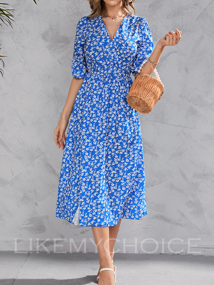 패션 플로위 여름 보호 프린트 드레스